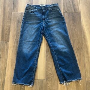 Joe's Jeans Classic Blue Denim High Rise Wide Leg Cropped Jeans In Shakira
